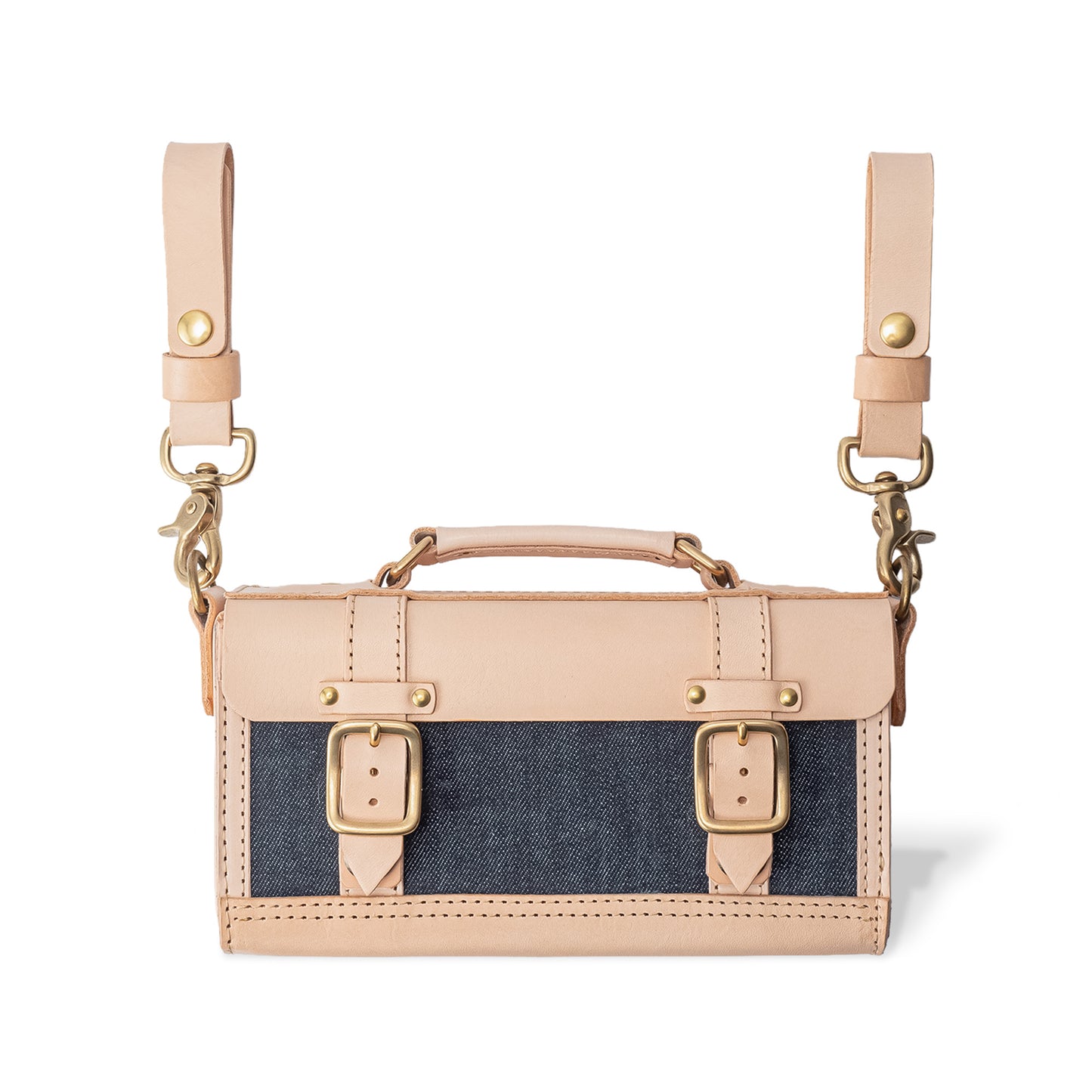 【ALT】  
Roavan（ローバン） RASWING（ラスウィング） Ambrelle（アンブレル） ウェストバッグ・ウェストポーチ。両手が自由になり、散歩や街歩きにちょうどいいサイズ。長財布やスマホを収納できる実用的な2WAY仕様。国産素材の栃木レザーと倉敷デニムを使用し、横長のスマートなデザイン。使うたびに愛着が深まり、艶や色が変化して育つ革バッグ。