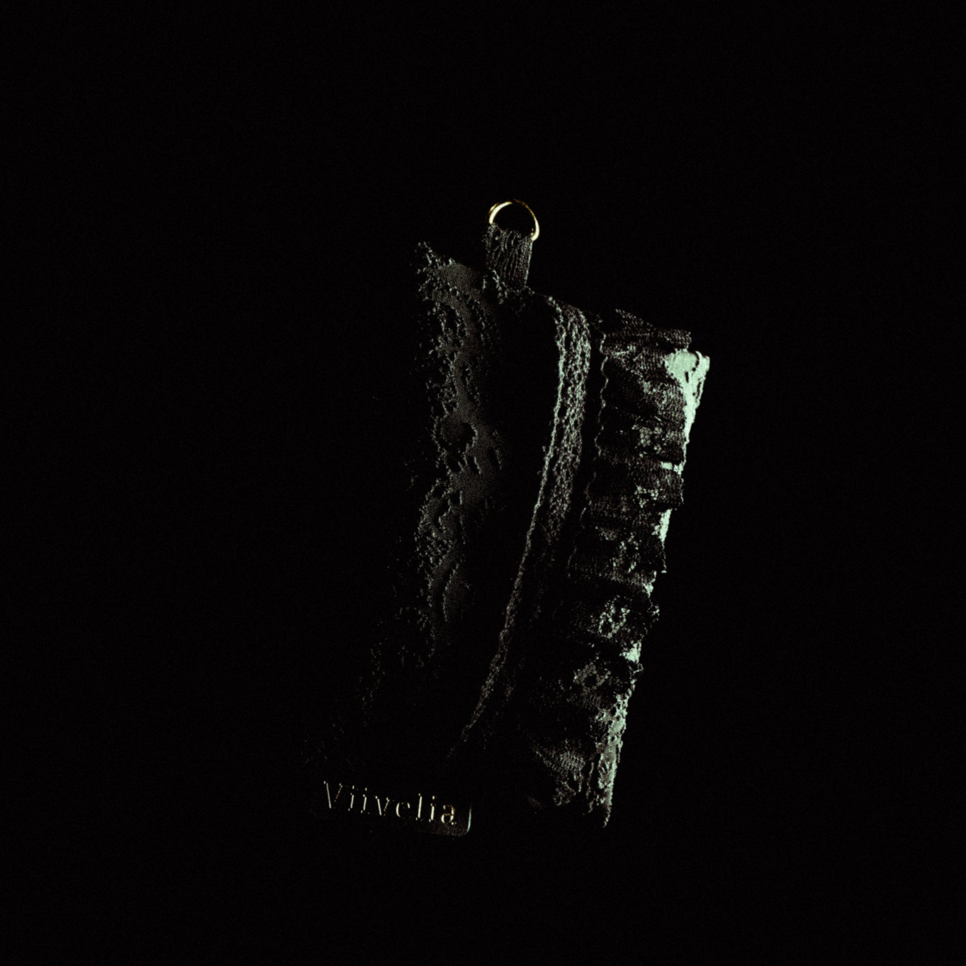 Fleur de Nuit Tissue Case（フルール・ド・ニュイ ティッシュケース）｜黒ジャガード生地とレースを重ねたViiveliaのポケットティッシュケース。Dカン付きでストラップやキーホルダー装着可能。