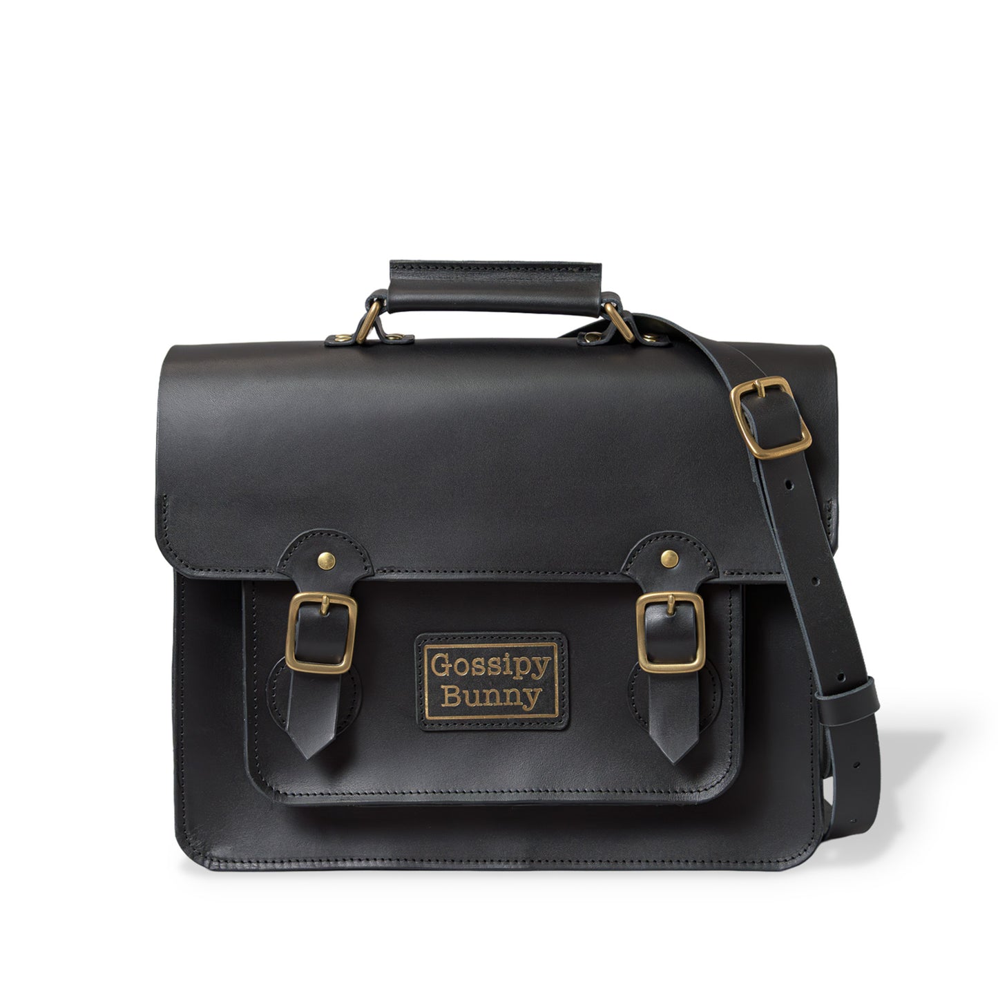 Roavan（ローバン） Gossipy Bunny（ゴシッピーバニー） HEX CODE（ヘックスコード） 本革サッチェルバッグ。クラシックな英国風デザインに、デジタル時代を象徴するモダンな感性を融合。ブラックレザーと真鍮パーツが輝く、通勤・通学・日常使いに適した日本製レザーバッグ。