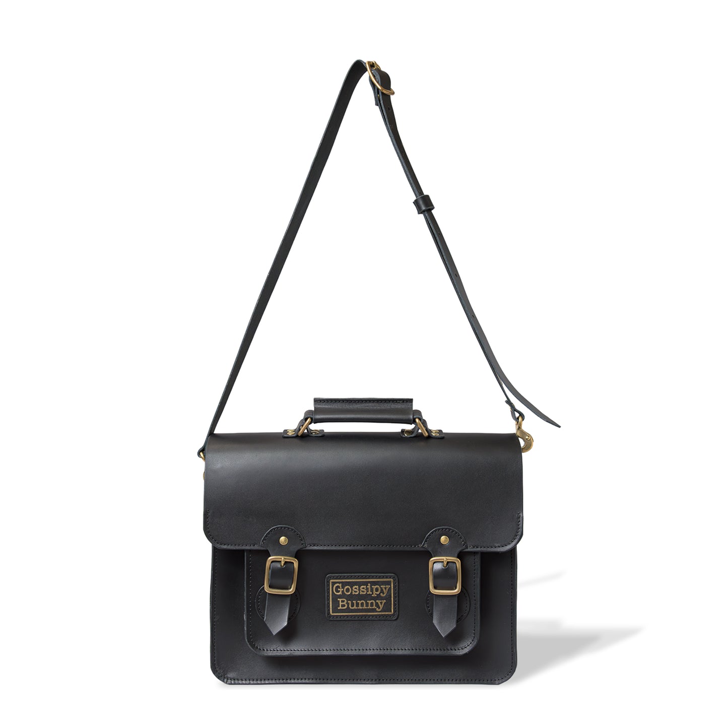 Roavan（ローバン） Gossipy Bunny（ゴシッピーバニー） HEX CODE（ヘックスコード） 本革サッチェルバッグ。クラシックな英国風デザインに、デジタル時代を象徴するモダンな感性を融合。ブラックレザーと真鍮パーツが輝く、通勤・通学・日常使いに適した日本製レザーバッグ。