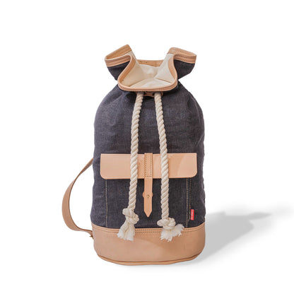 Roavan（ローバン） RASWING（ラスウィング） PORTAL（ポータル） ボンサックLサイズ。栃木レザーと倉敷デニムを使用した大型バッグ。旅行や持ち運び用途に適した容量と構造。